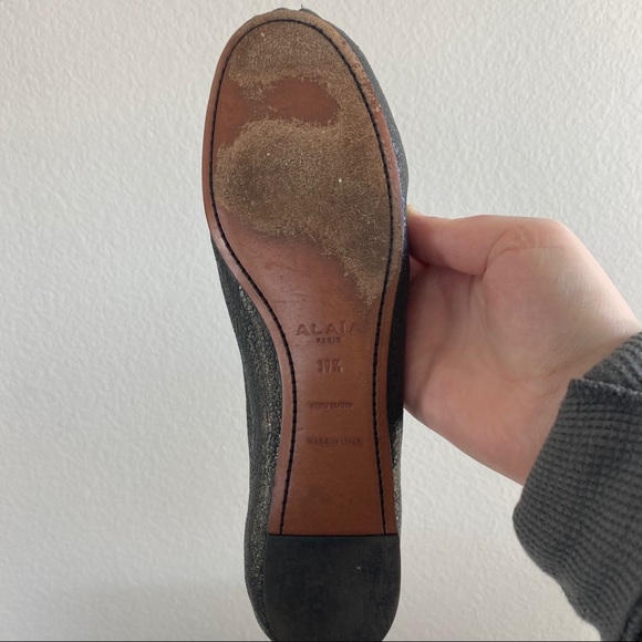 Alaia Pewter Metallic Ballet Bow Flats 39.5 - Picture 6 of 8